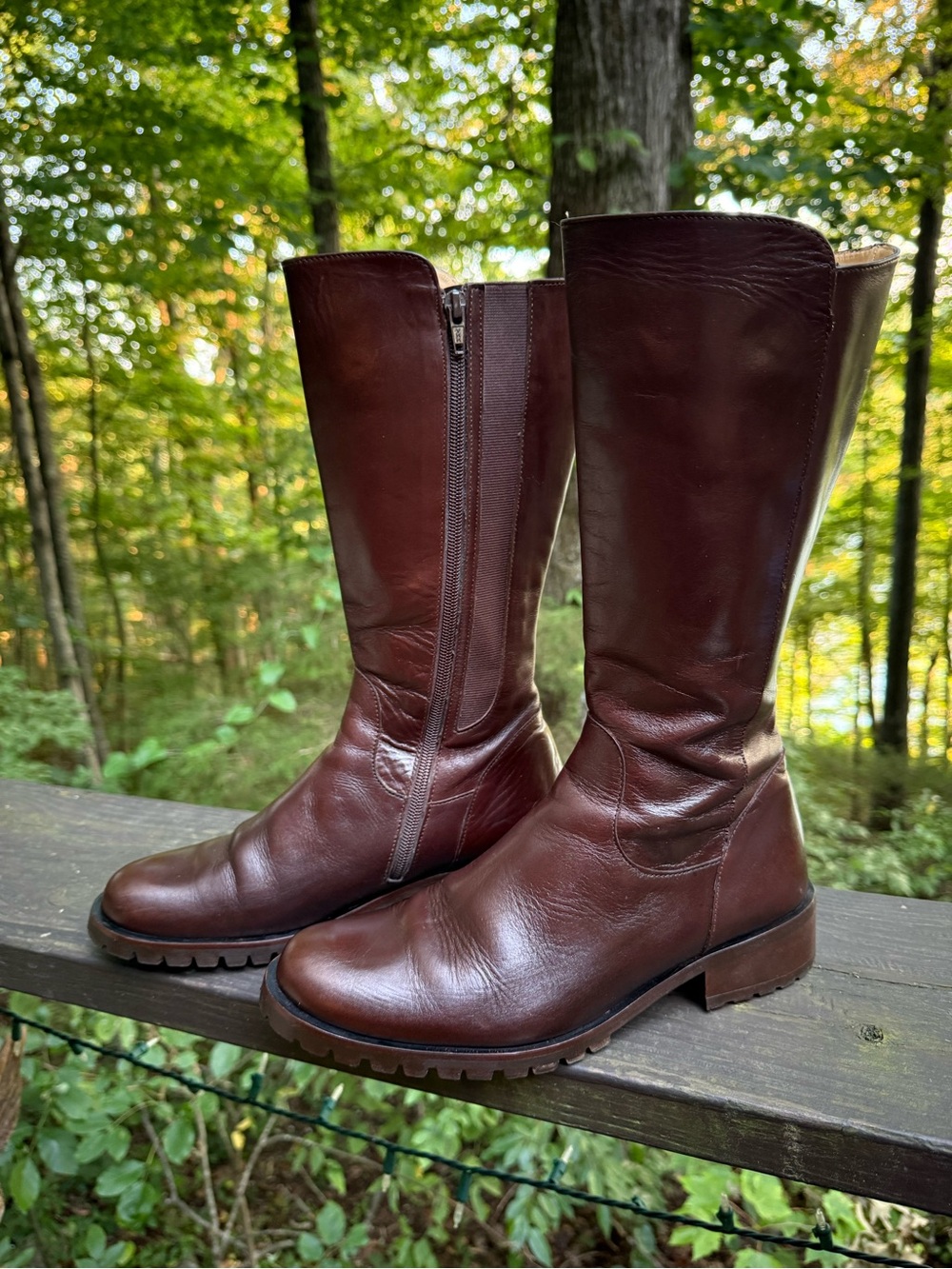 Giraudon Brown Leather Knee-High Riding Boots EU 38.5